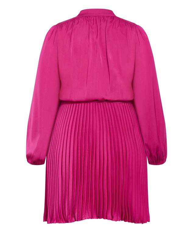 City Chic - Halle Long Sleeve Pleat Mini Dress
