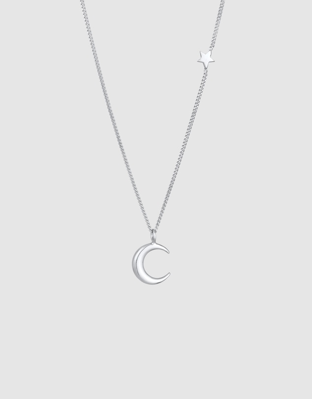 Elli Jewelry - Necklace Pendant Crescent Moon Star Astro in 925 Sterling Silver