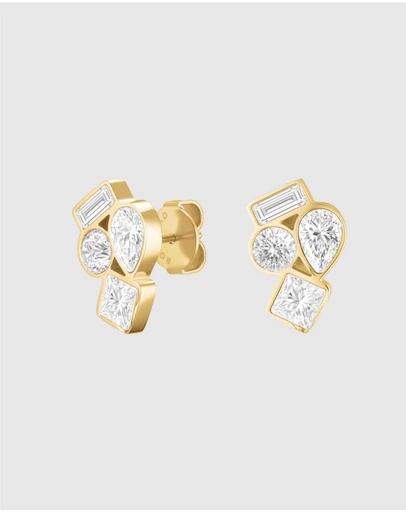 Rosefield - Playful Diamonds Cluster Gold-Tone Stud Earrings