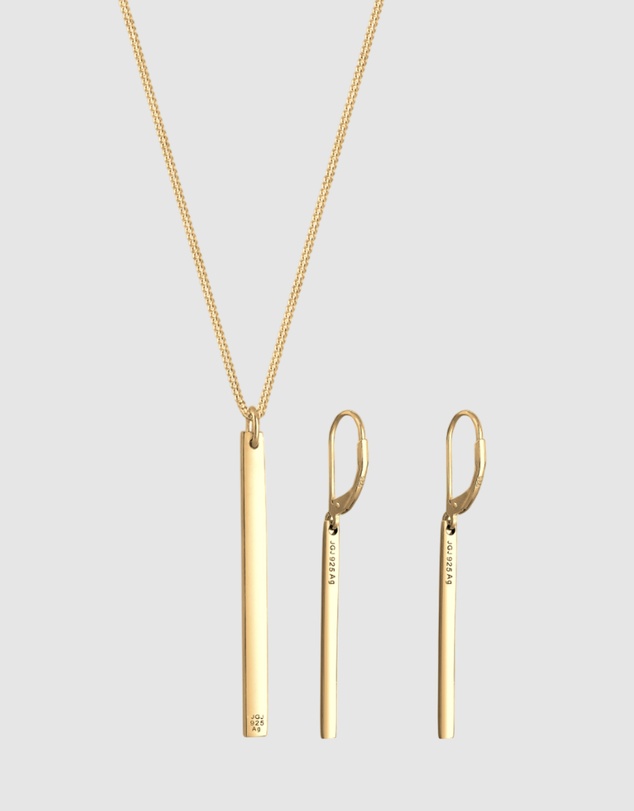 Elli Jewelry - Jewelry Set Bar Design 925 Sterling Silver Gold-Plated