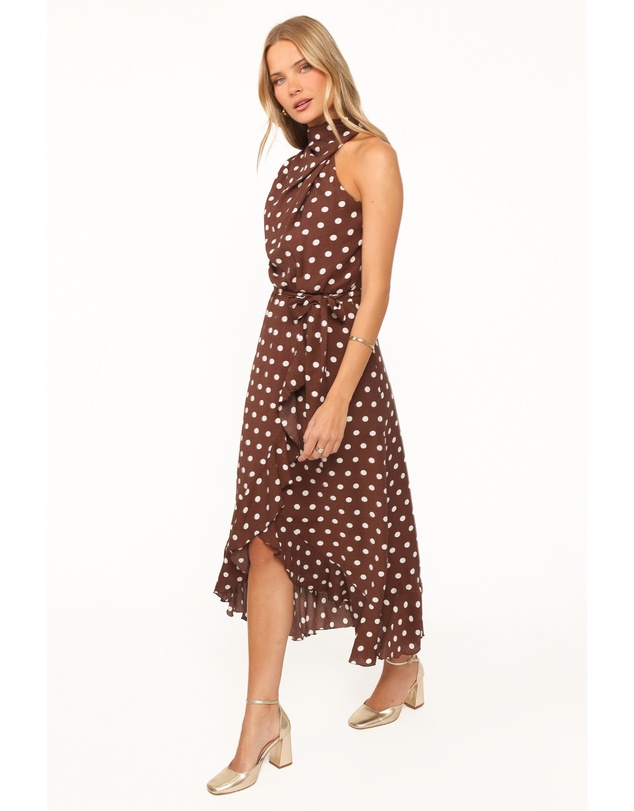 Petal & Pup - Olana Midi Dress - Brown Polka Dot