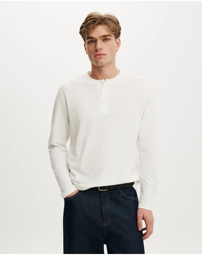 Cotton On - Fitted Henley Long Sleeve T-Shirt