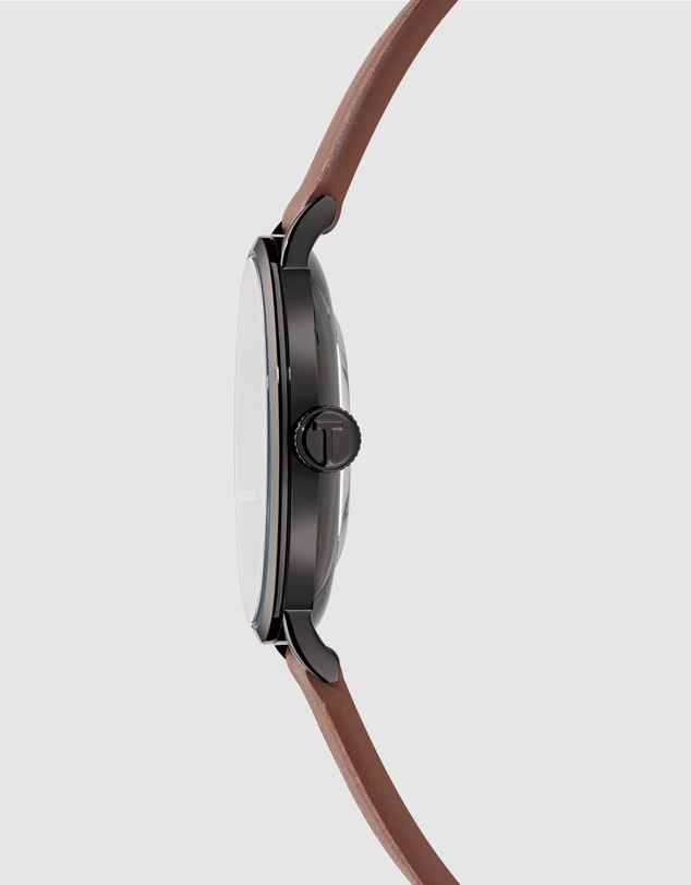 Ted Baker - Staciie Gents IP Black Tan Leather Watch