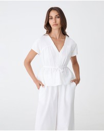 Forcast - Bronte Cotton Drawstring Top