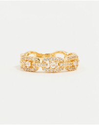 Lovisa - Gold Plated Cubic Zirconia Chain Ring