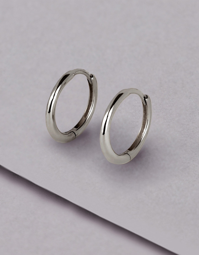 Wanderlust + Co - Classic 14K White Gold 8mm Baby Huggie Earrings