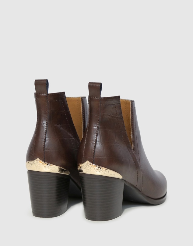 Belle & Bloom - Austin Croc Embossed Ankle Boot
