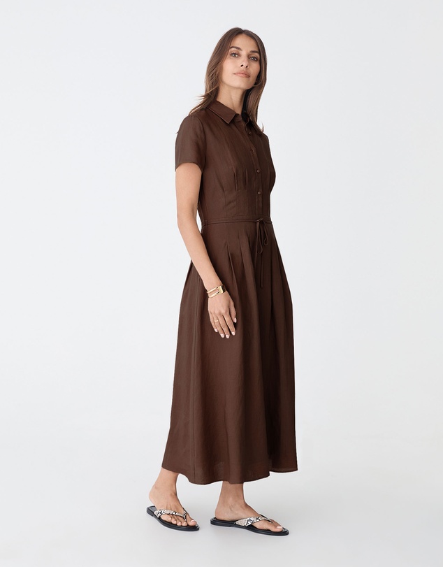 Forcast - Sophie Pleat Waist Linen Dress