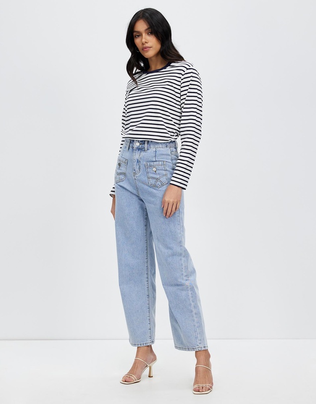 KAJA Clothing - Petite Mom Ula Jeans - Light Blue