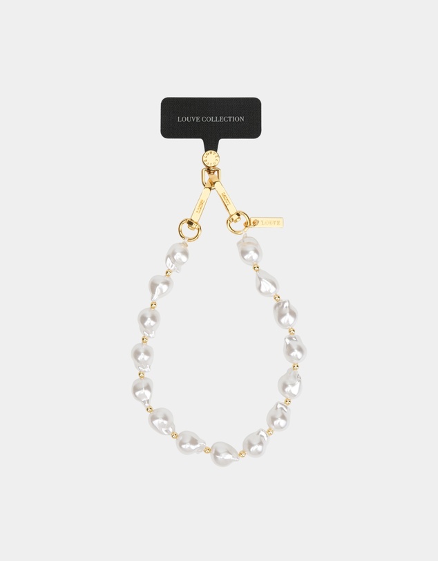 LOUVE COLLECTION - Universal Phone Strap Connector (Black) + Daisy Pearl Wristlet