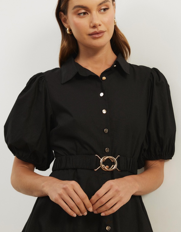 Atmos&Here - Kirrie Linen Blend Belted Mini Dress