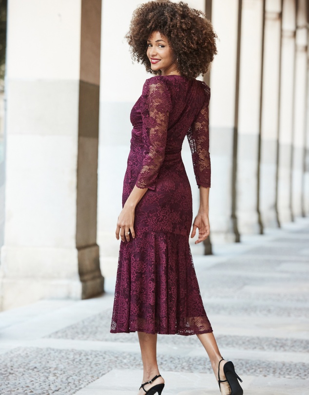 Sosandar - Lace Twist Front Midi Dress