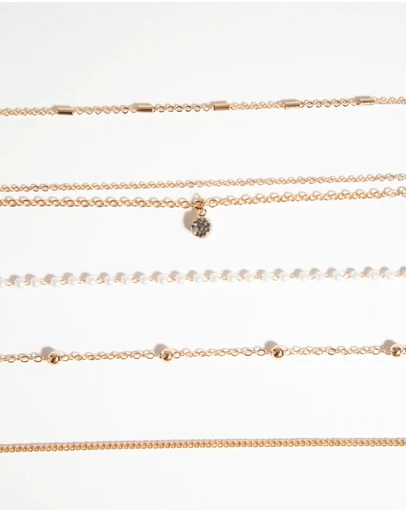 Lovisa - Gold Diamante & Pearl Choker 6-Pack