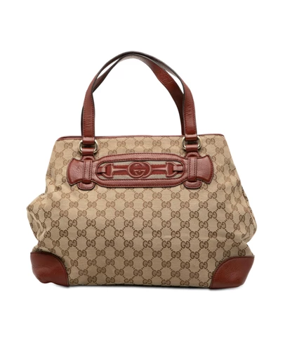 Gucci - Pre-Loved Medium GG Canvas Web Dressage Tote