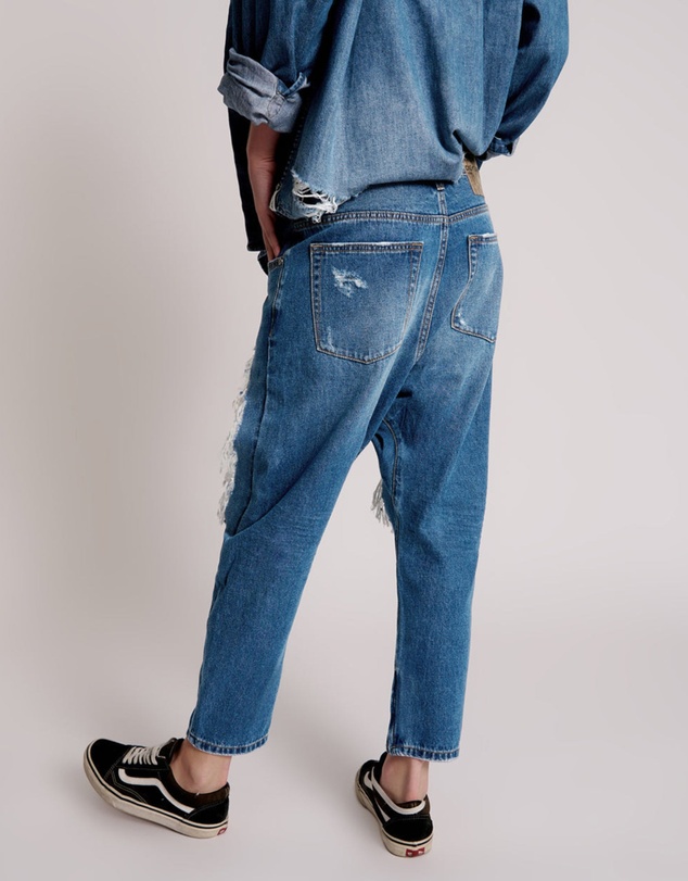 ONE TEASPOON - Bay Blue Kingpins Cropped Boyfriend Jeans
