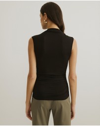Atmos&Here - Ruched Neck Sleeveless Top
