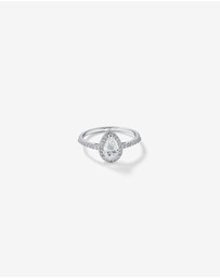 Michael Hill - Pear Shaped Cubic Zirconia Halo and Side Accent Ring in Sterling Silver