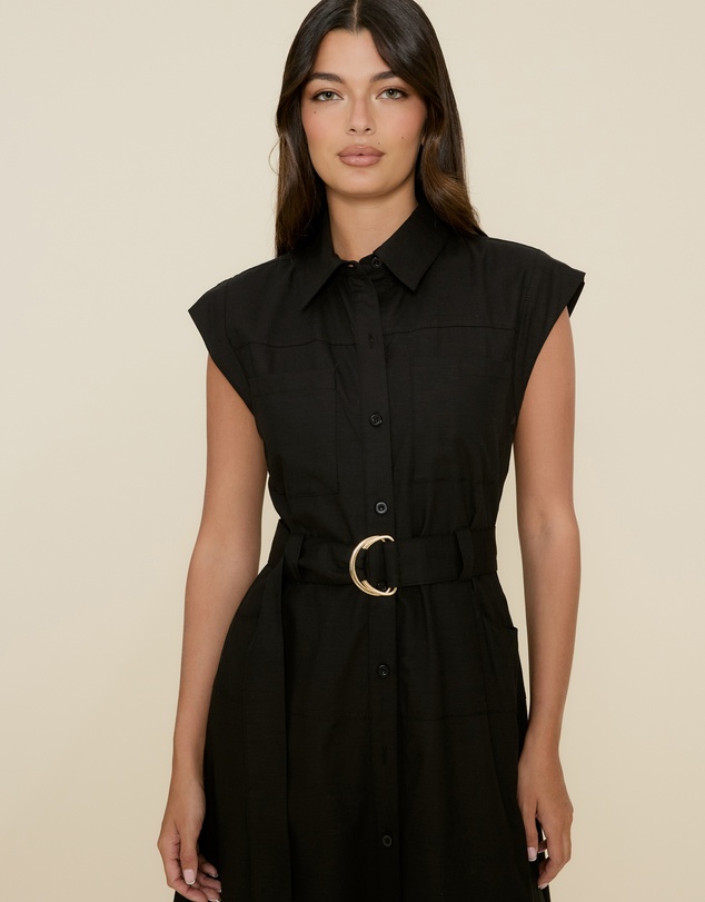 The Fated - Karla Midi Shirt Dress with Belt
