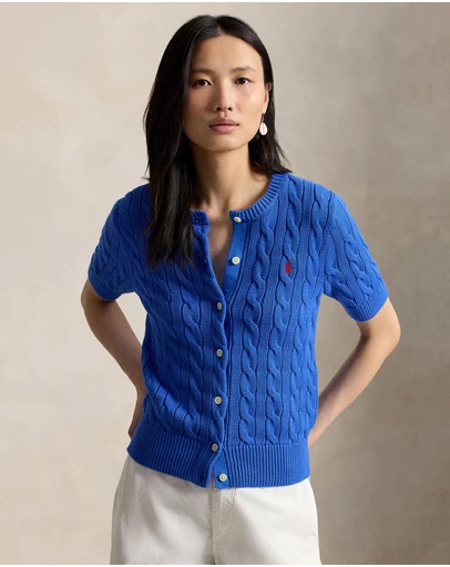 Polo Ralph Lauren - Cable-Knit Cotton Short-Sleeve Cardigan - The ICONIC Exclusive