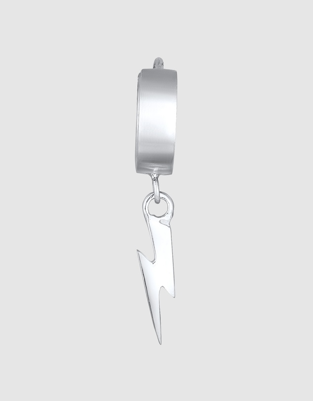 Kuzzoi - ICONIC EXCLUSIVE - Earrings Men Creole Lightning Pendant Single Piece in 925 Sterling Silver
