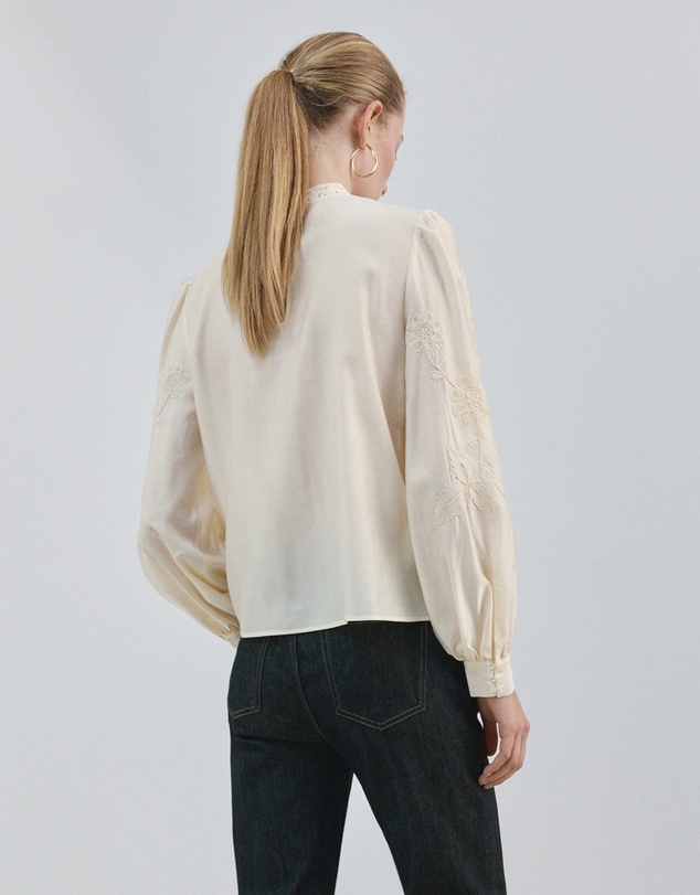 M.N.G - Cotton Blouse With Floral Embroidery