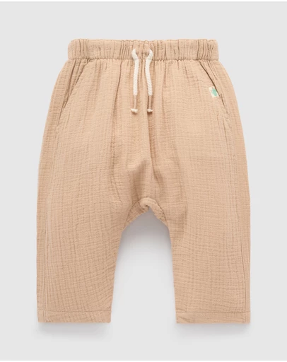 Purebaby - Slouchy Crinkle Cotton Pants -Kids-Babies