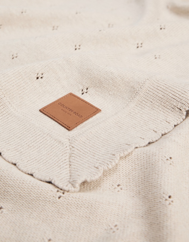 Country Road - Organically Grown Cotton Blend Knit Detail Blanket