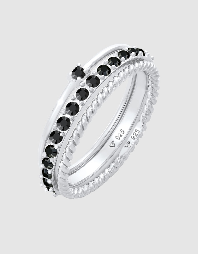 Elli Jewelry - Ring Set Crystal 925 Sterling Silver