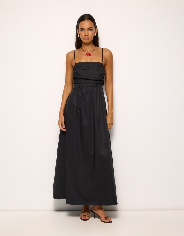 AERE - Ivy Cotton Tie Back Midi Dress