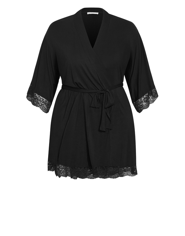 City Chic - Gizelle Lace Trim Sleep Robe
