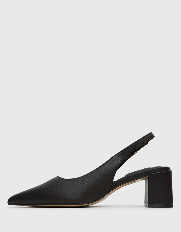 Betts - Wider Fit Kendra Leather Pointed Toe Slingback Pumps