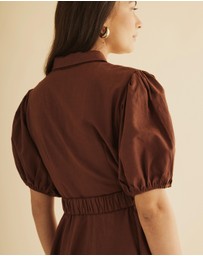 Atmos&Here - Kirrie Linen Blend Belted Midi Dress