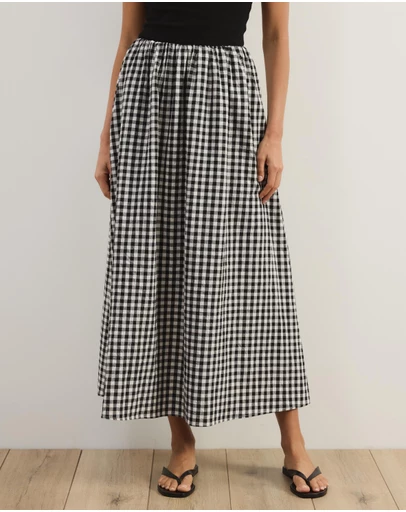 Atmos&Here - Lydia Gingham Midi Skirt