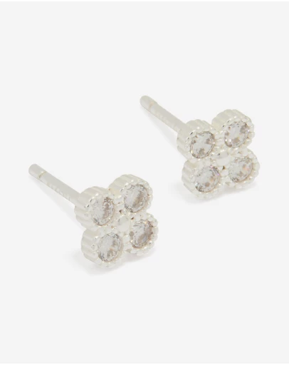 Lovisa - Sterling Silver Cubic Zirconia Mini Flower Stud Earrings