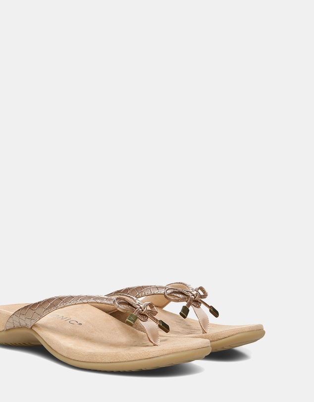 Vionic - Bella Toe Post Sandal - Rose Gold Metallic Croc