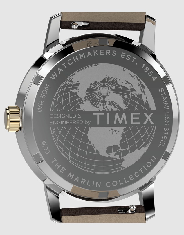 TIMEX - Marlin® GMT 40mm Dual Time Leather Strap Watch