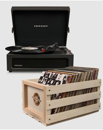 Crosley - Crosley Voyager Black - Bluetooth Portable Turntable & Record Storage Crate