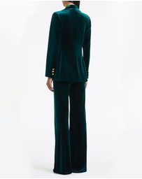 Carla Zampatti - Hunter Green Velvet Wide Leg Pant