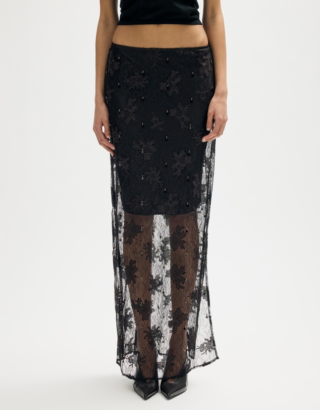 Minima Esenciales - Ninon Beaded Lace Maxi Skirt