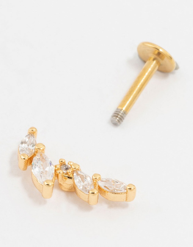 Lovisa - Gold Plated Surgical Steel Four Leaf Crawler Flat Back