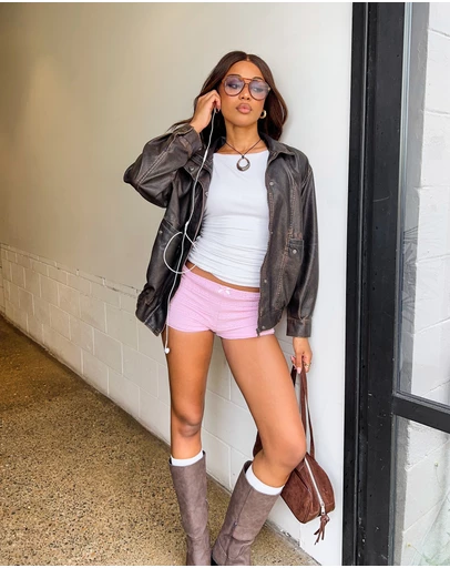 Beginning Boutique - Leo Pink Micro Shorts