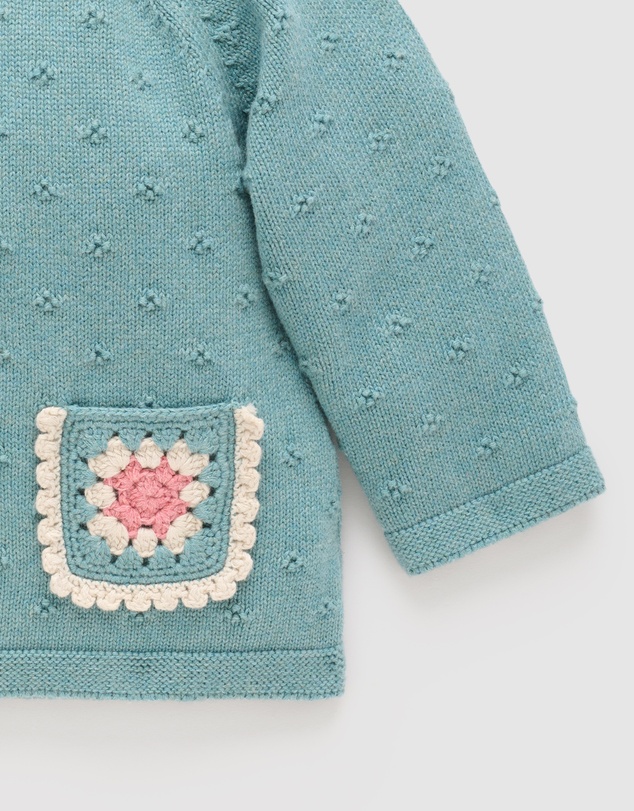 Purebaby - Crochet Pocket Cardigan -Kids-Babies