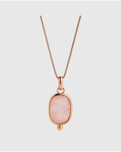 Najo - Fleur Rose Gold Rose Quartz Necklace (45cm+ext)