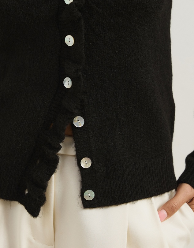Atmos&Here - Kyra Long Sleeve Knit Lettuce Trim Cardigan