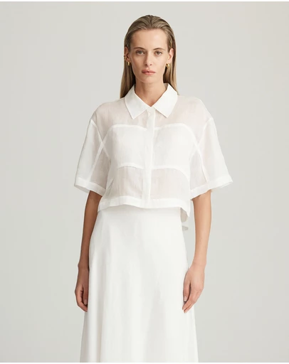 Mattir - Aire Ramie Crop Shirt White
