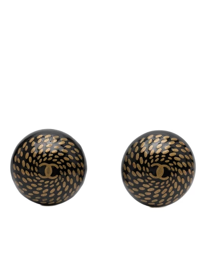 Pre-Loved by Azura Reborn - Pre-Loved CC Resin and Gold Plated Button Clip On Earrings