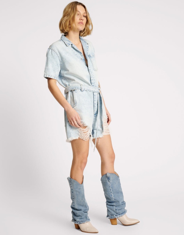 ONE TEASPOON - Depeche Blue Night Movers Denim Jumpsuit