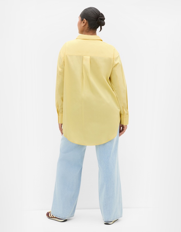 City Chic - Plus size Chiara Oversized Longline Cotton Shirt - buttermilk