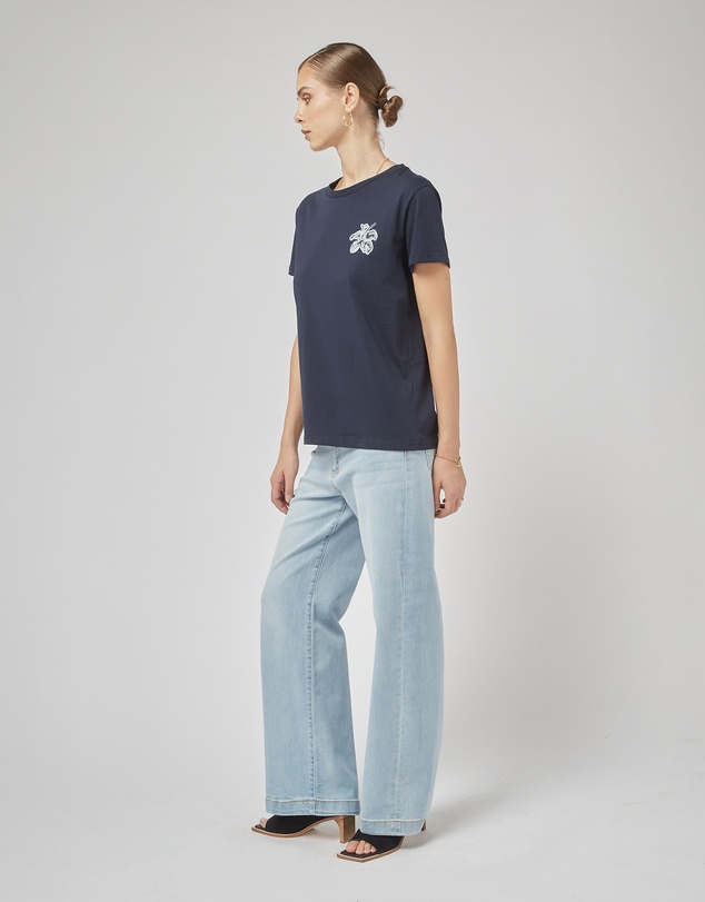 DRICOPER DENIM - Clare Navy Printed Tee