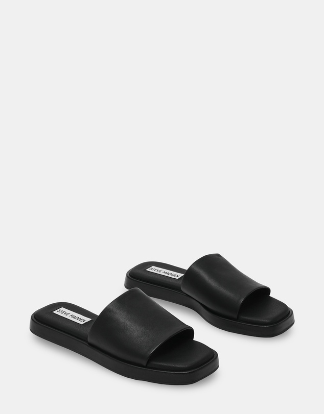Steve Madden - Holmes Black Leather Sandals